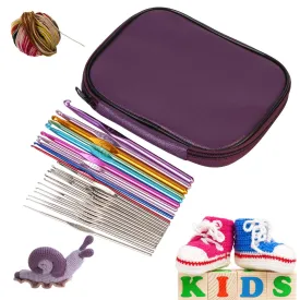 22-Piece: Aluminum Multi-Color Crochet Hook Needles