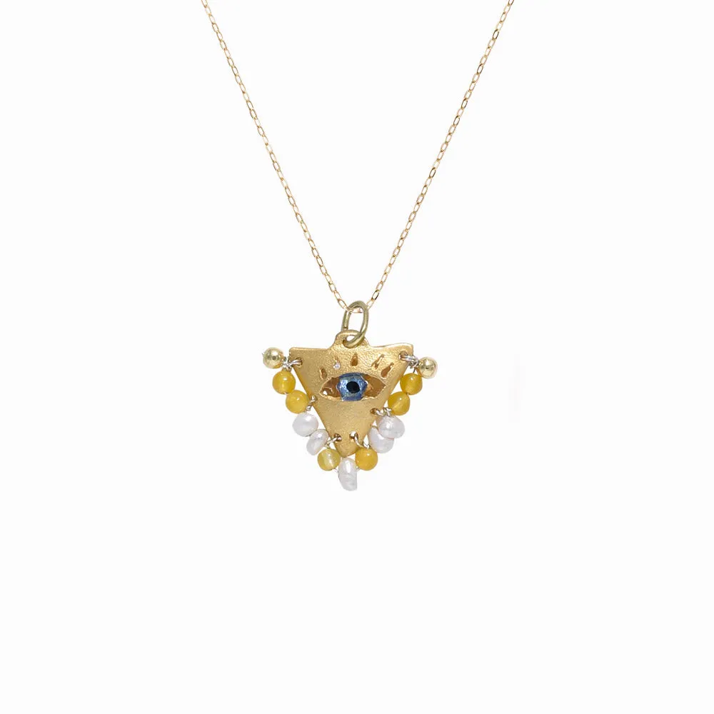 AMAYA Pearl & Yellow Eye Pendant - Baby