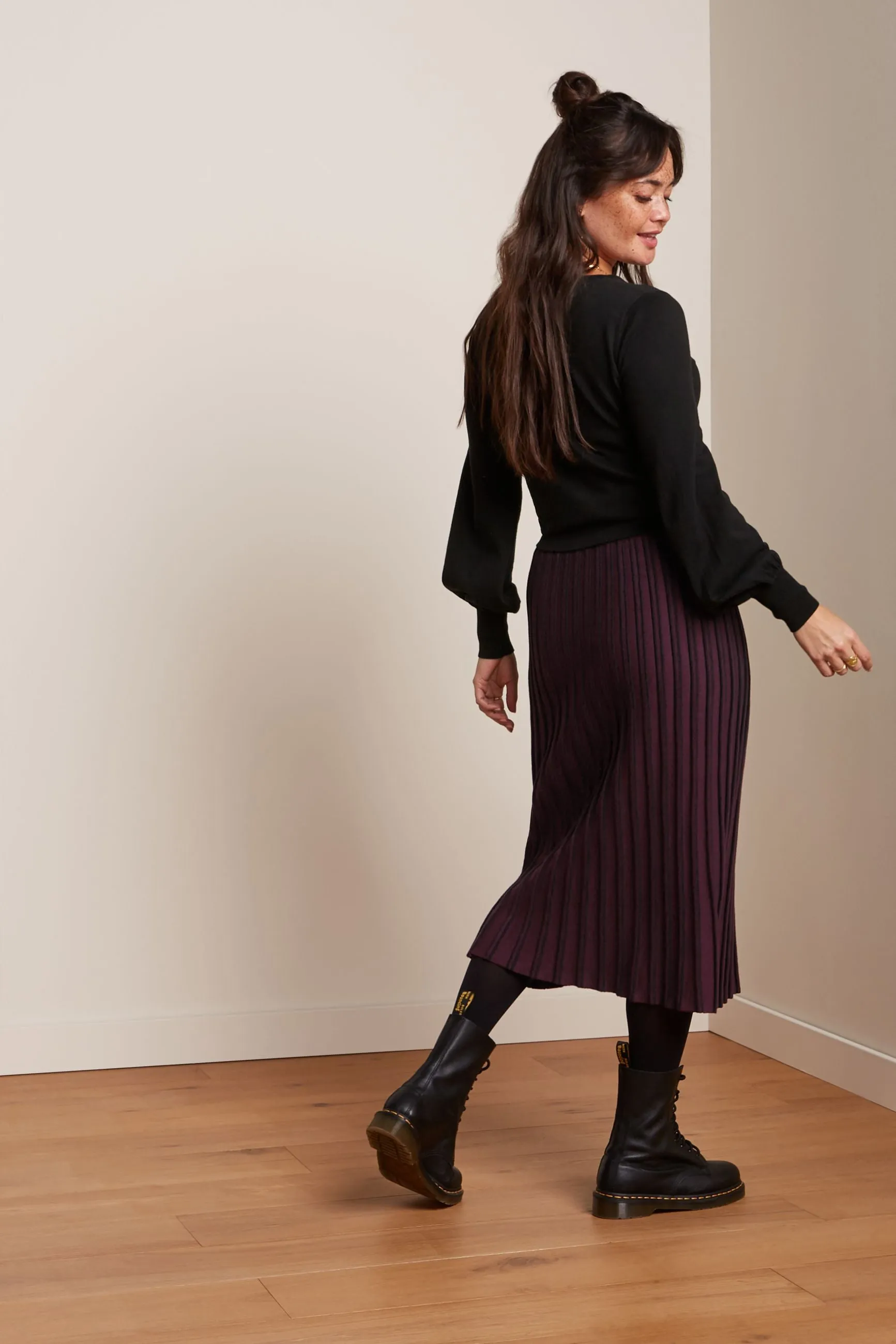 Bell Sleeve Knit Top - Black