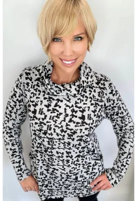 Black & Grey Cowl Neck Sweater
