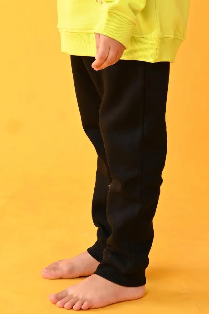 BLACK FLEECE WARM BOYS JOGGER - BLACK