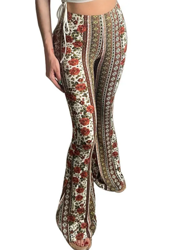 Blue Zone Planet |  Boho Printed Skinny Micro Slim Sexy Casual Pants