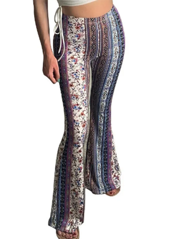 Blue Zone Planet |  Boho Printed Skinny Micro Slim Sexy Casual Pants