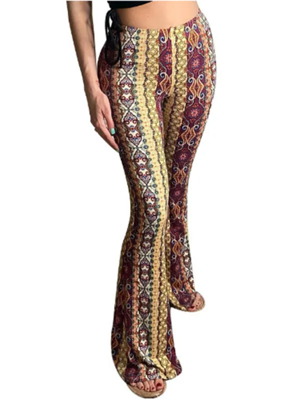 Blue Zone Planet |  Boho Printed Skinny Micro Slim Sexy Casual Pants