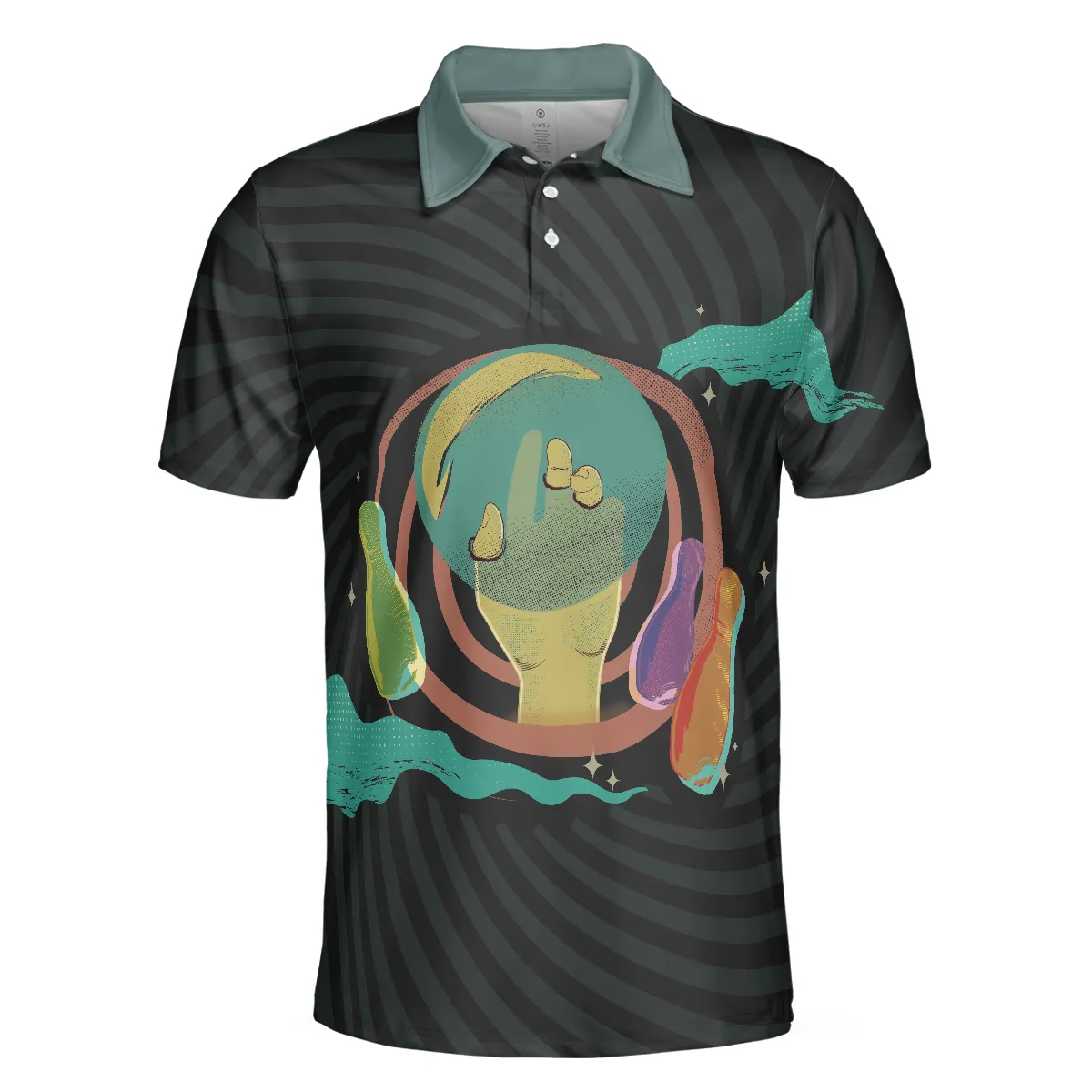 Bowling Men Polo Shirt - Artistic Bowling Transparent Short Sleeve Men Polo Shirt - Perfect Gift For Friend, Family, Bowling Lovers