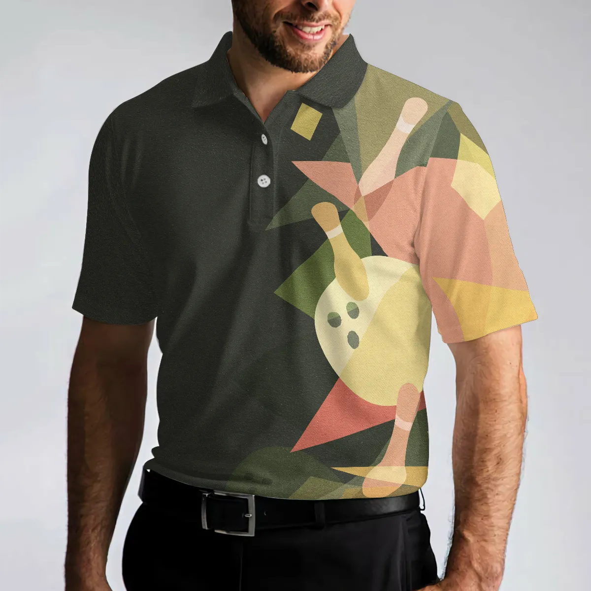 Bowling Men Polo Shirt - Artistic Colorful Bowling Men Polo Shirt - Perfect Gift For Friend, Family, Bowling Lovers