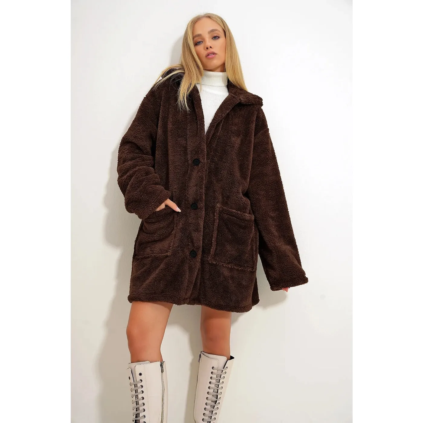 Brown Teddy Coat Jacket