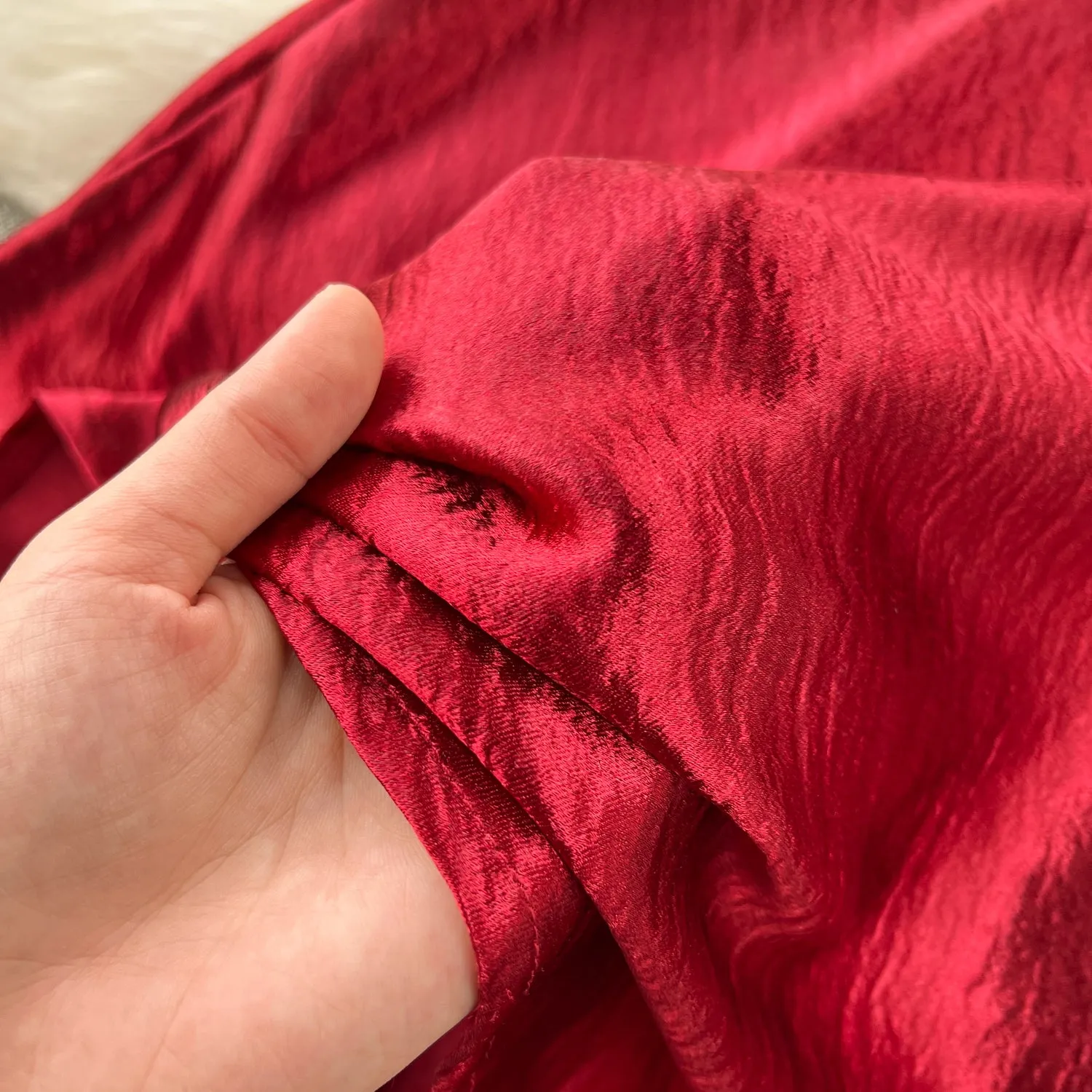 Elegant Red Satin Slip Dress