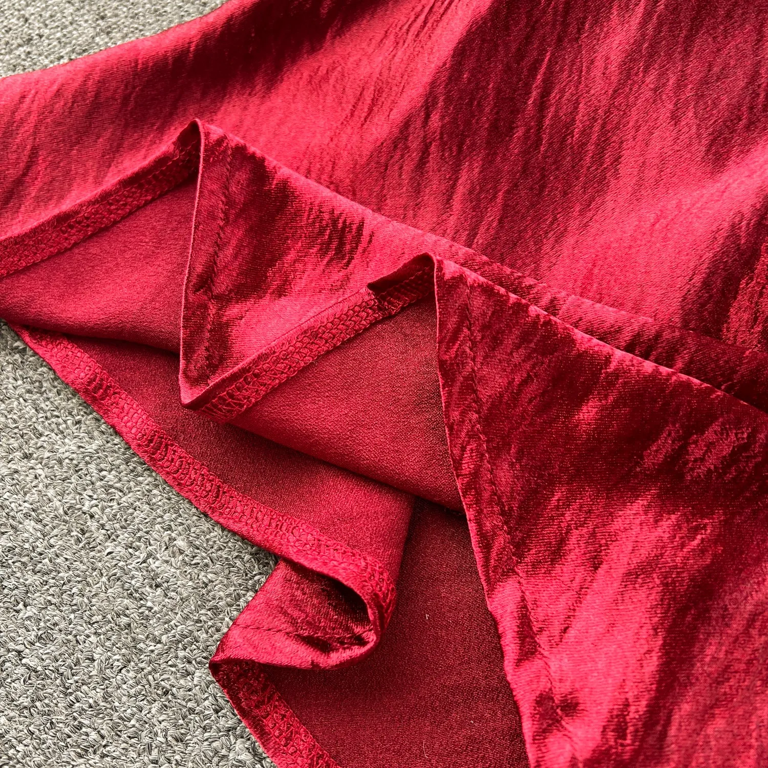 Elegant Red Satin Slip Dress