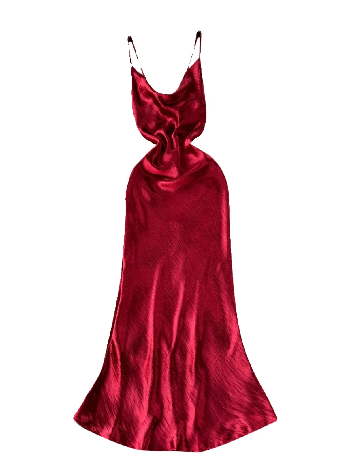 Elegant Red Satin Slip Dress