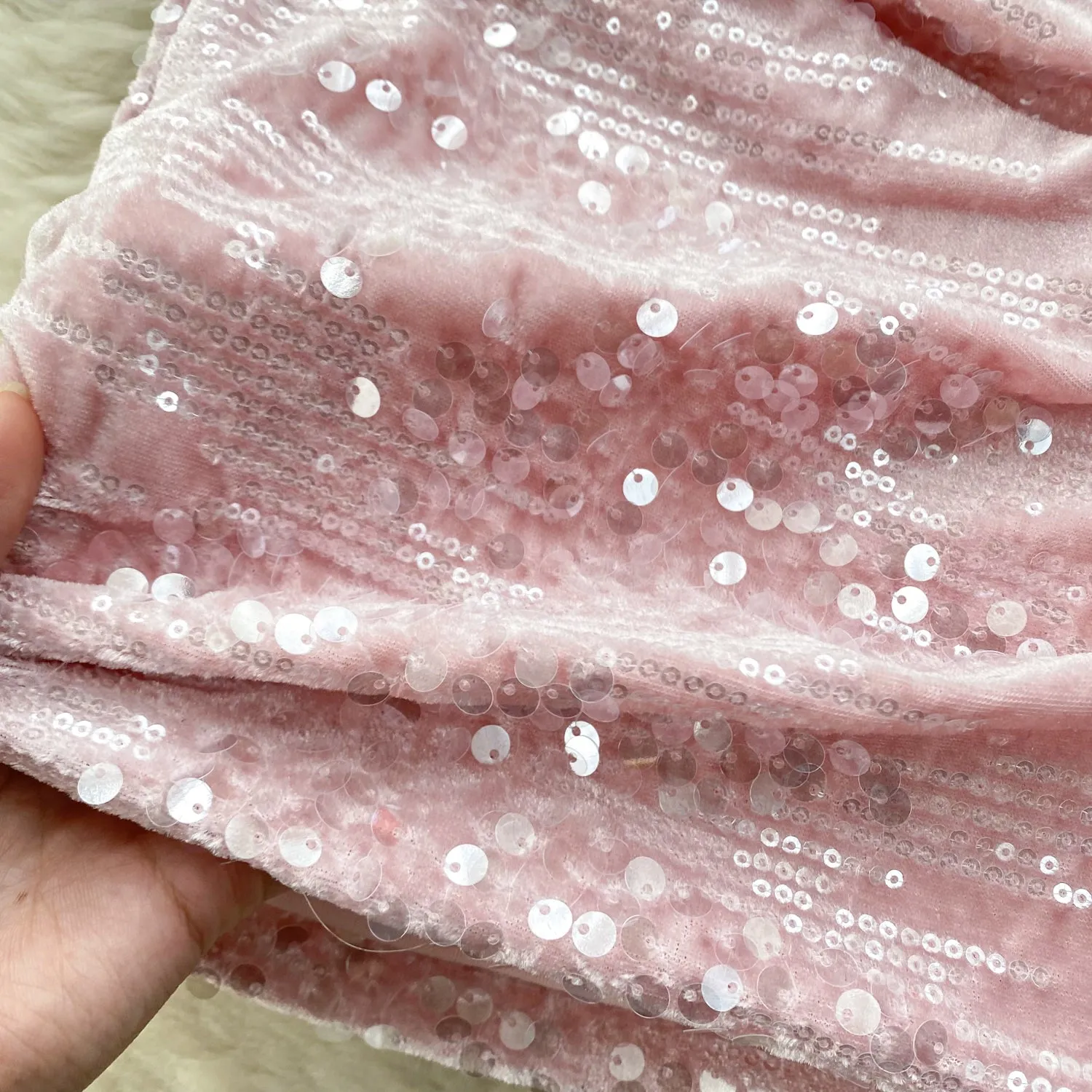 Furry Neckline Sequined Slip Dress