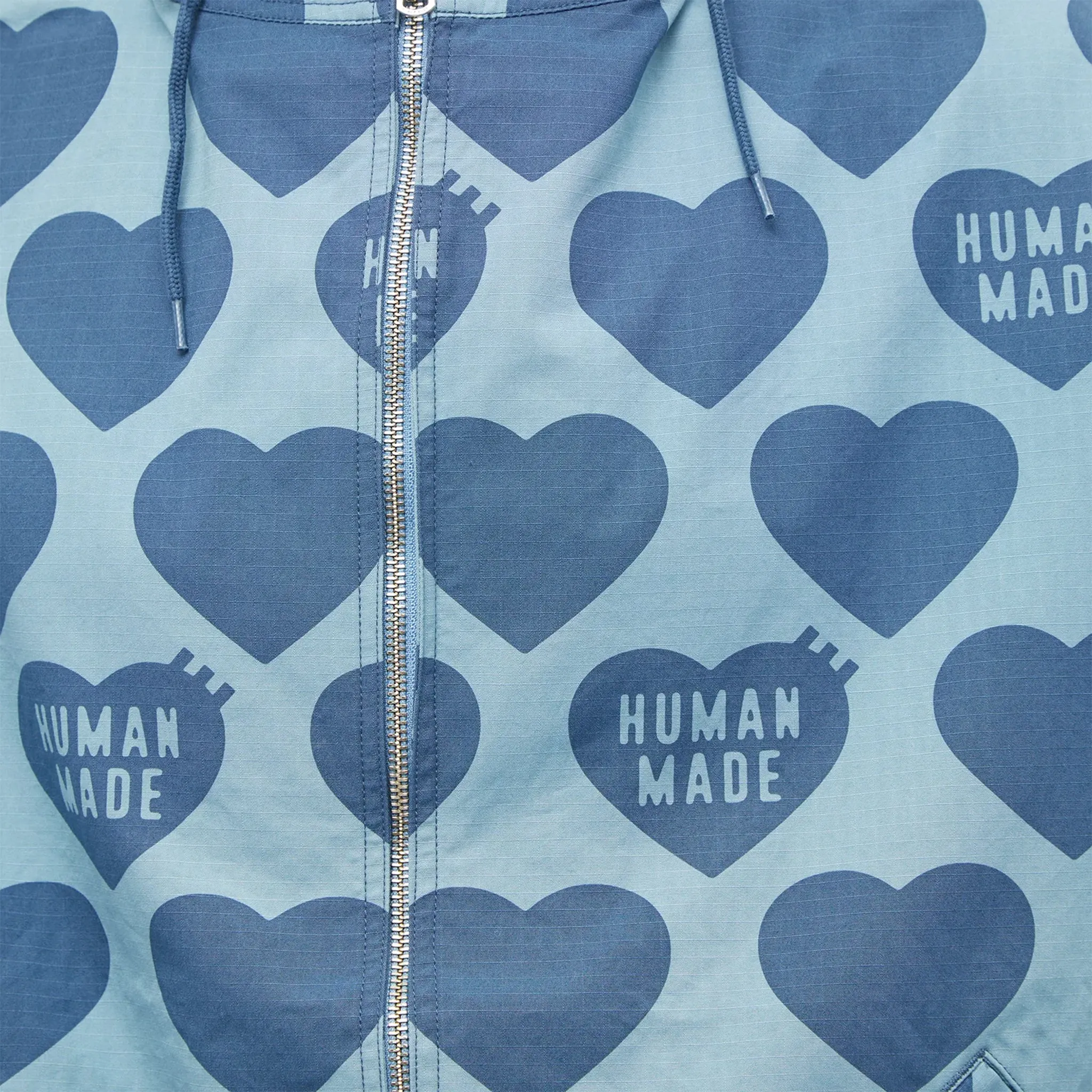 Human Made Heart Zip Up Parka Blue