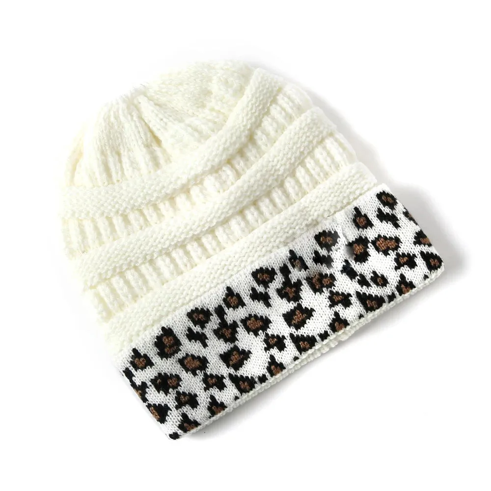 Leopard Cuff Knit Beanie