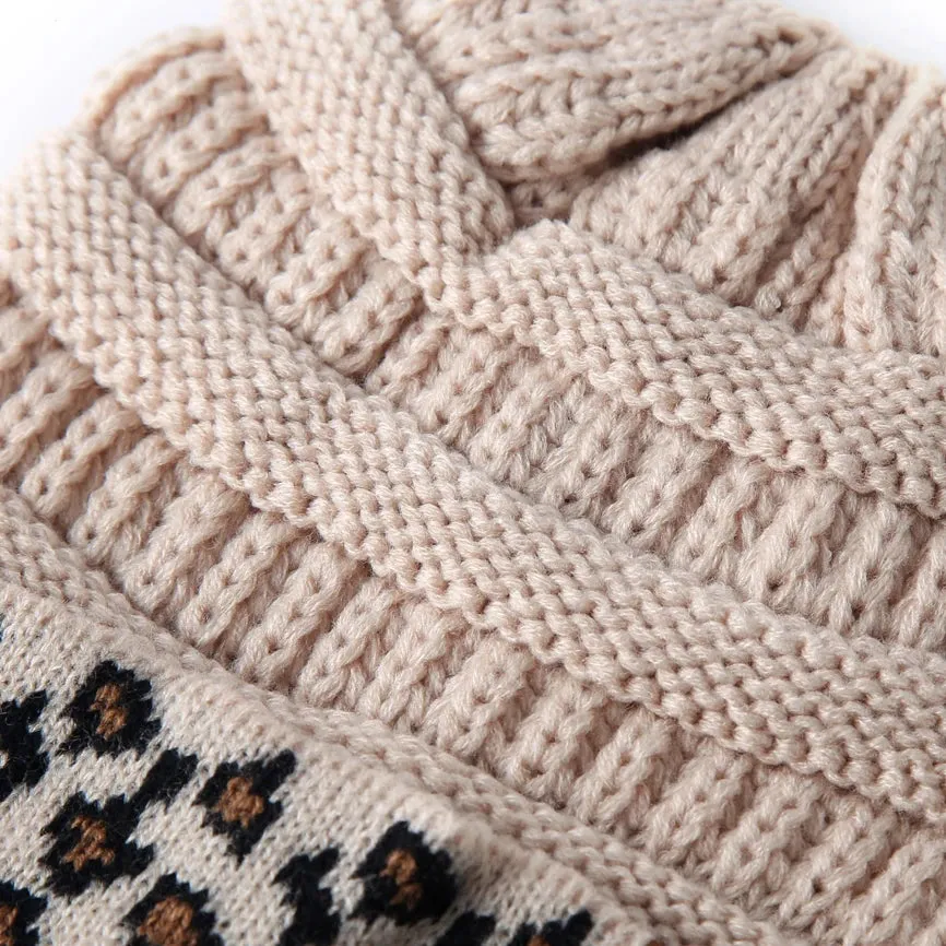 Leopard Cuff Knit Beanie