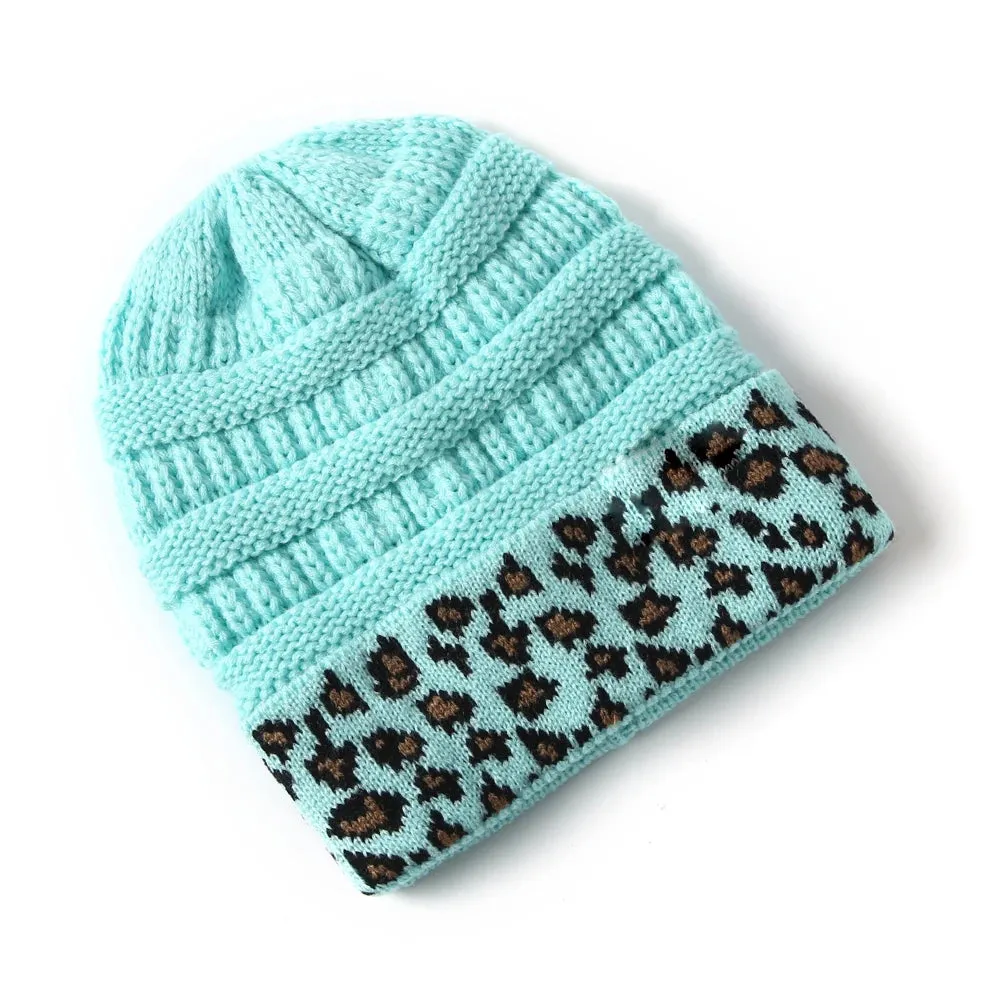 Leopard Cuff Knit Beanie