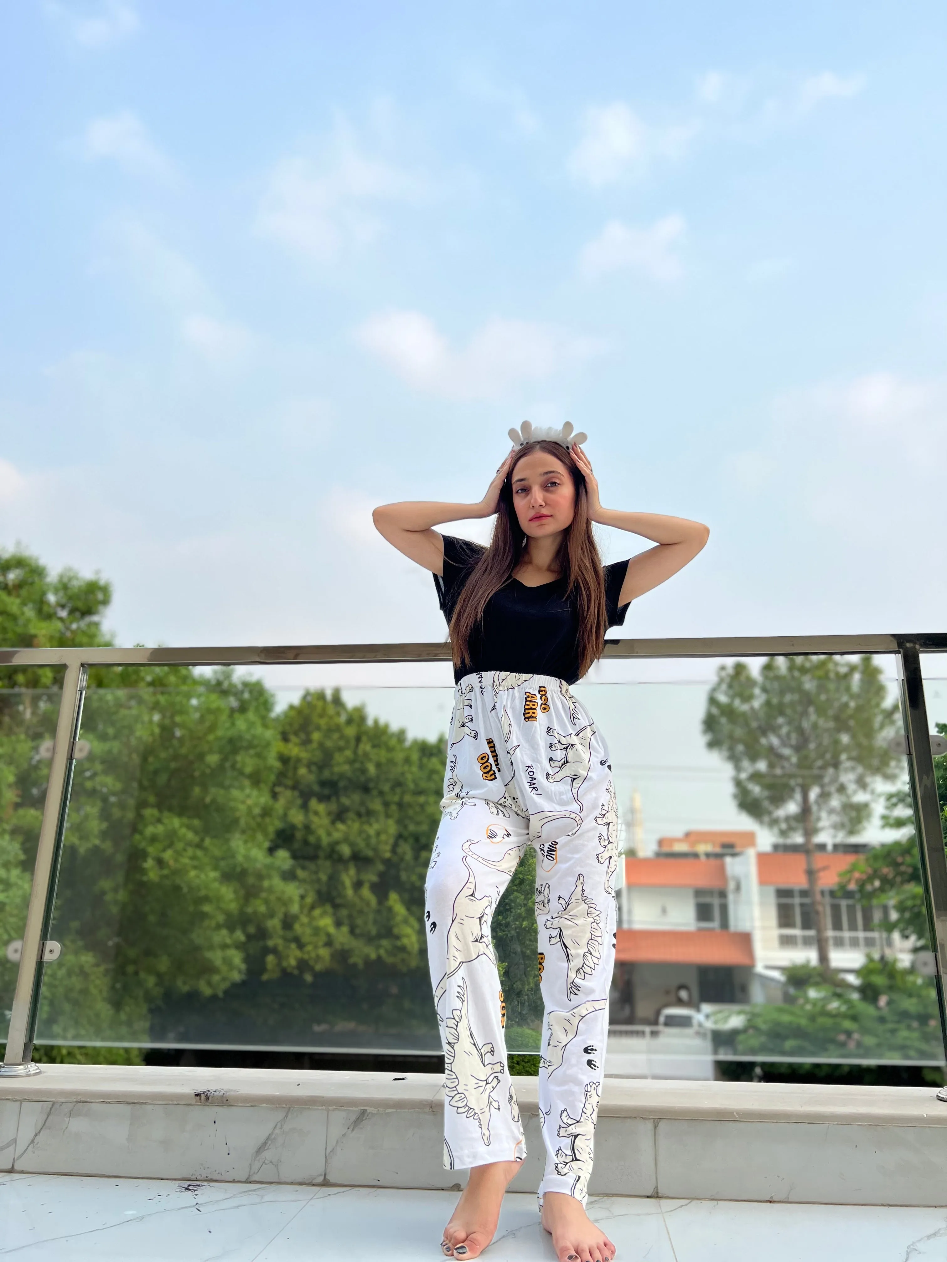 Luxe Cotton Trousers - White Dinosaur