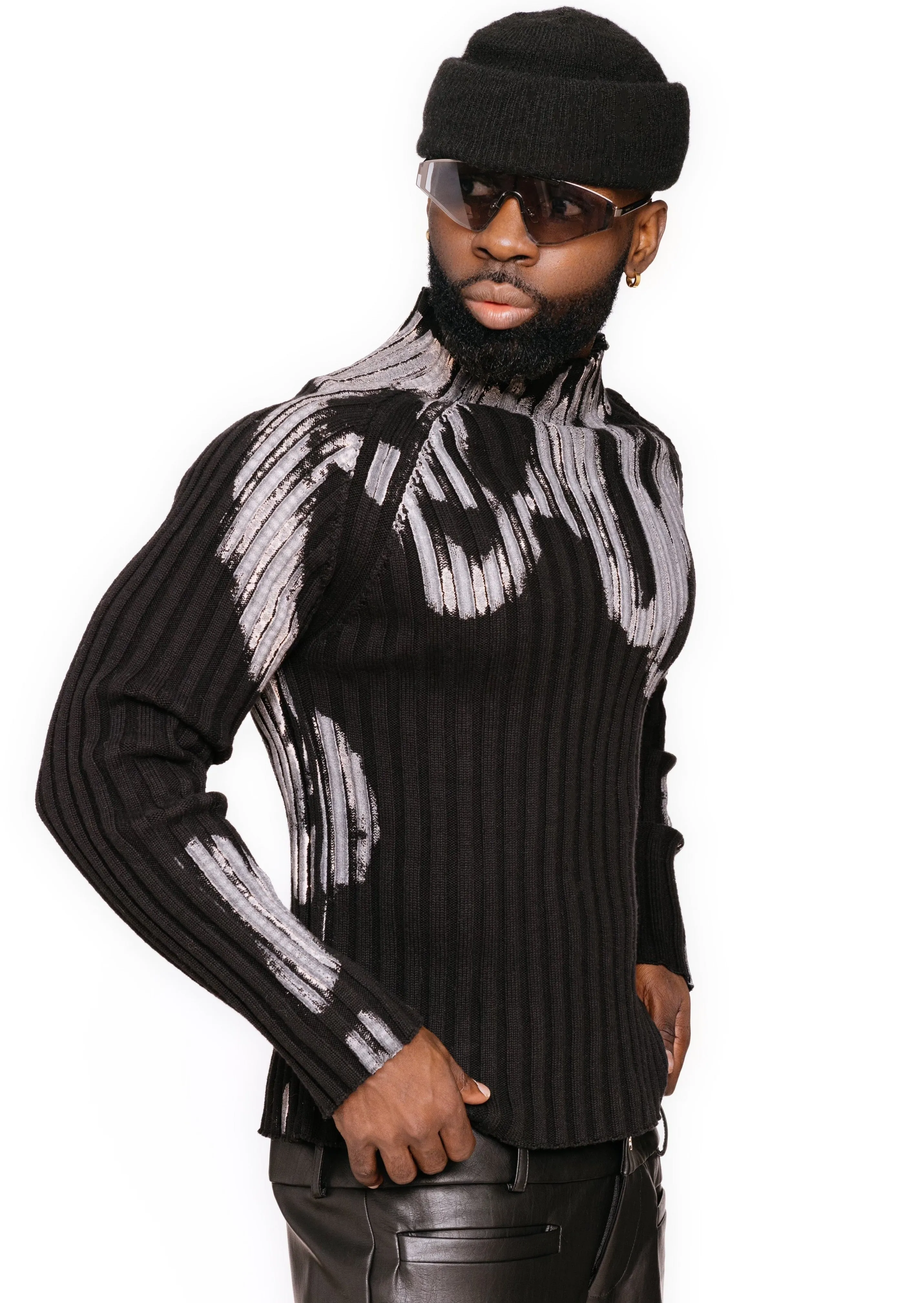 Marcelo Rib Hand Painted Turtleneck