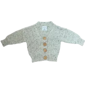 Mebie Baby - Chunky Knit Cardigan in Heather Grey