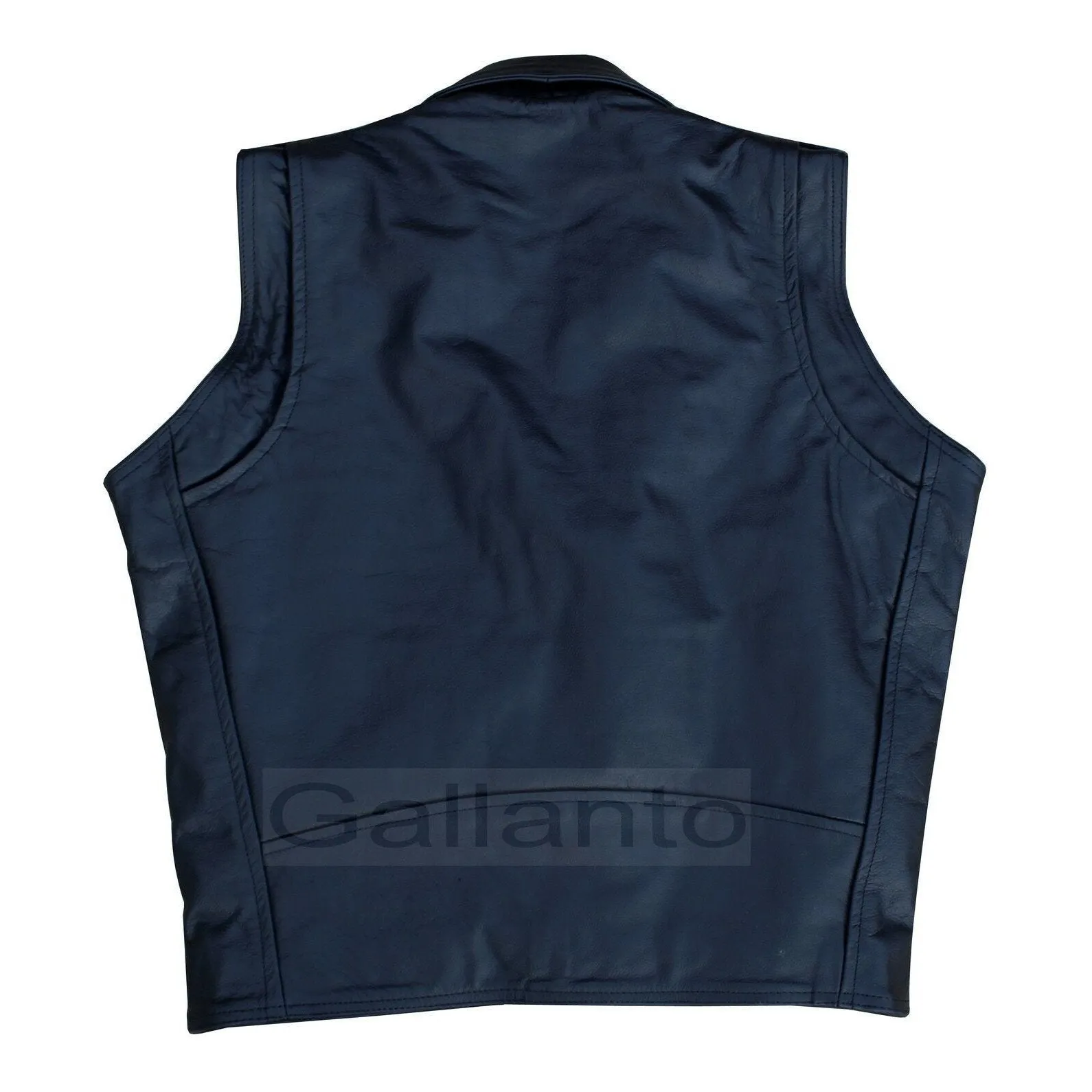 Mens Marlon Brando Style Leather Biker Gilet Vest Waistcoat Sleeveless Club