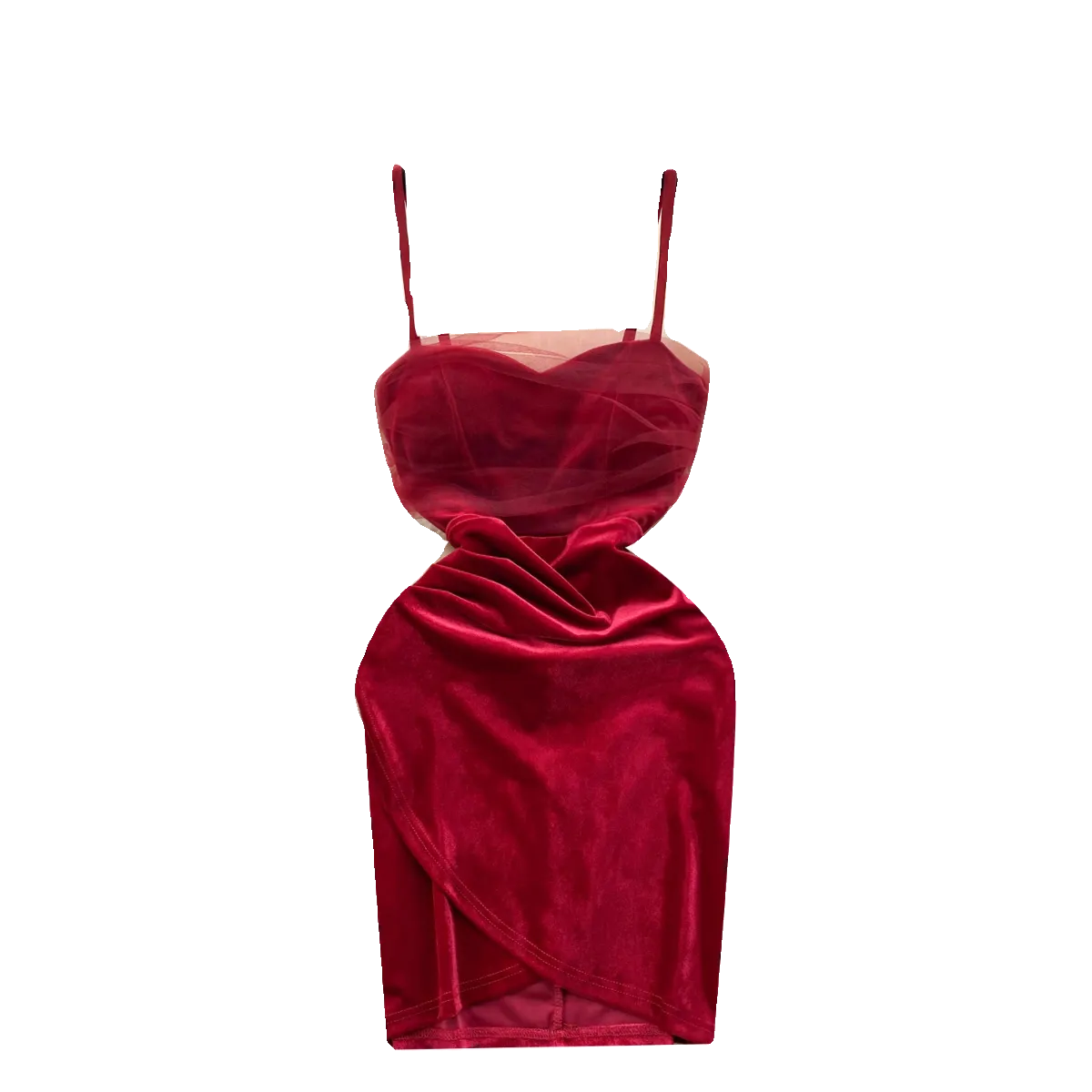 Mesh Patchwork Hip-wrapping Slip Dress