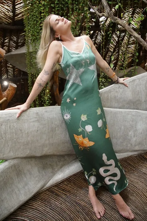 Mystic Jungle Andromeda Silk Slip Dress