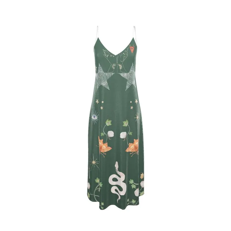 Mystic Jungle Andromeda Silk Slip Dress