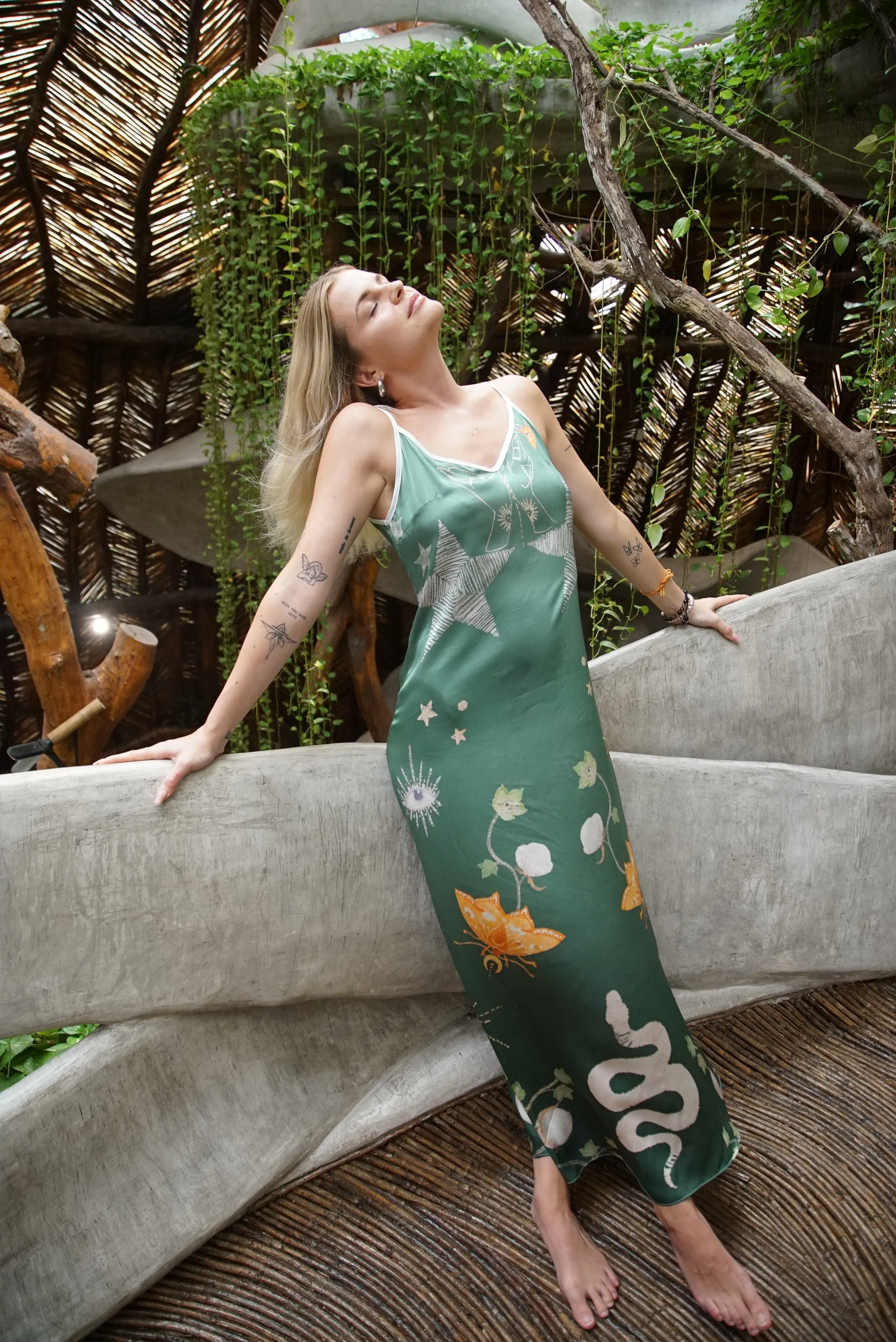 Mystic Jungle Andromeda Silk Slip Dress