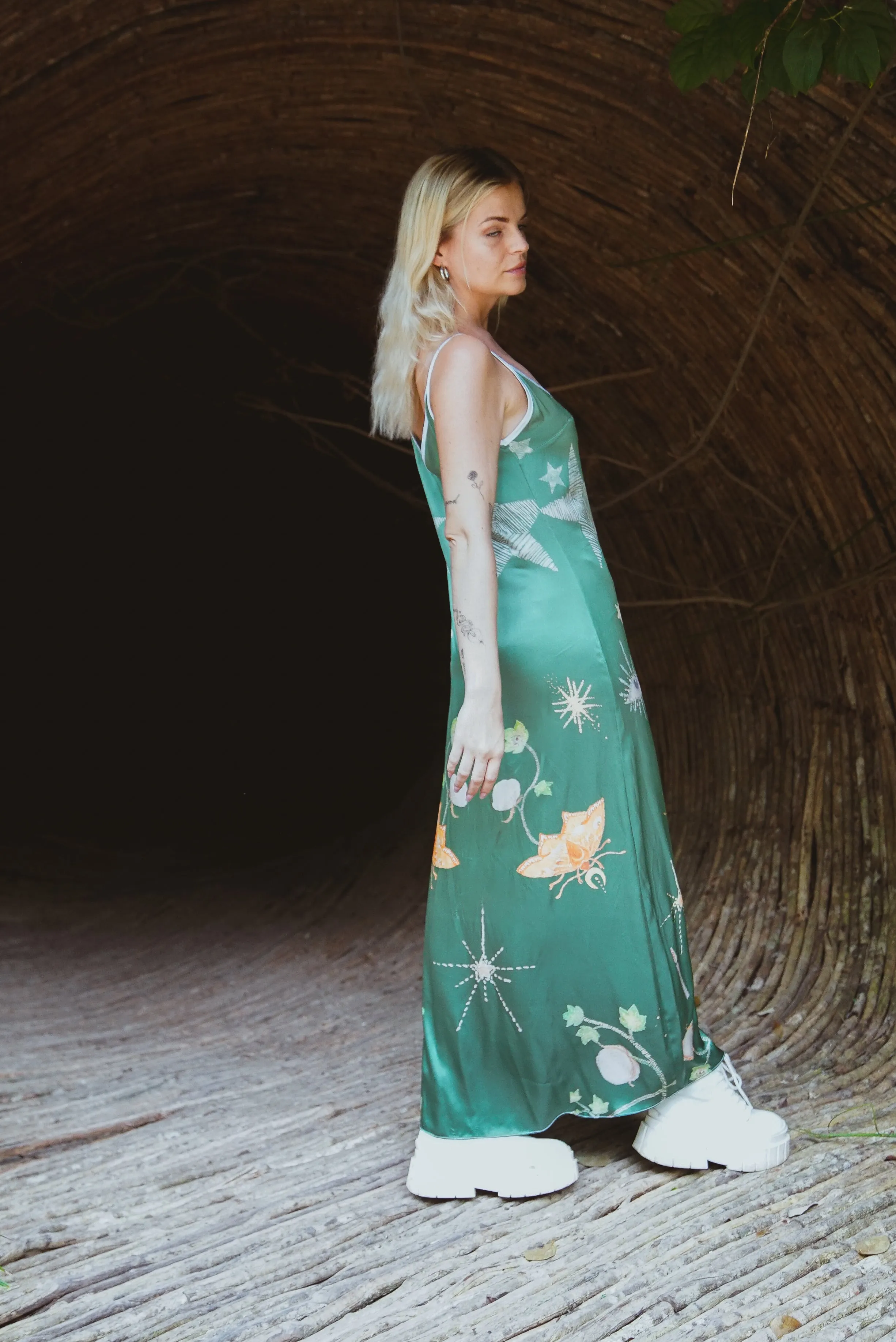 Mystic Jungle Andromeda Silk Slip Dress