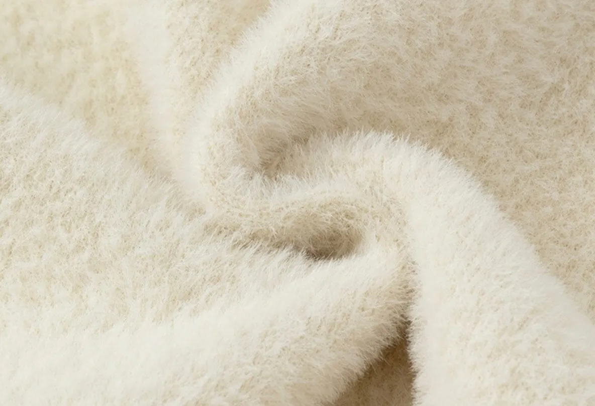Nidali Solid Color Half Turtleneck Winter Plush Sweater