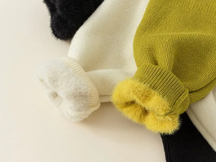 Nidali Solid Color Half Turtleneck Winter Plush Sweater