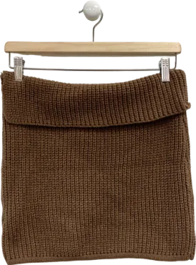 Pretty Little Thing Brown Chunky Knit Fold Over Mini Skirt M
