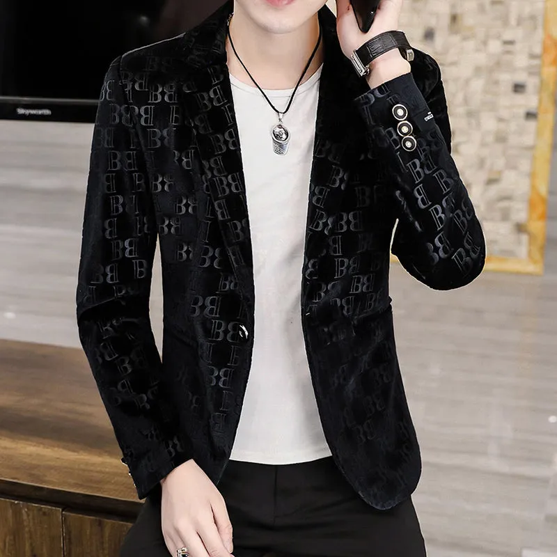 Print Letter Single Breast Blazers