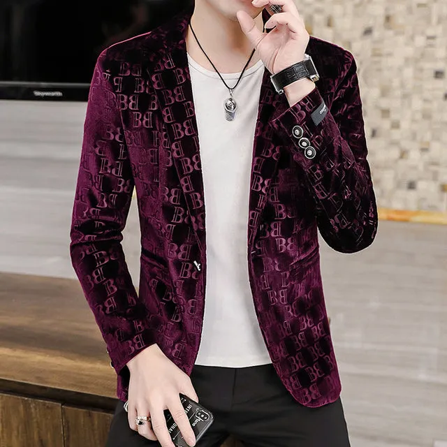 Print Letter Single Breast Blazers