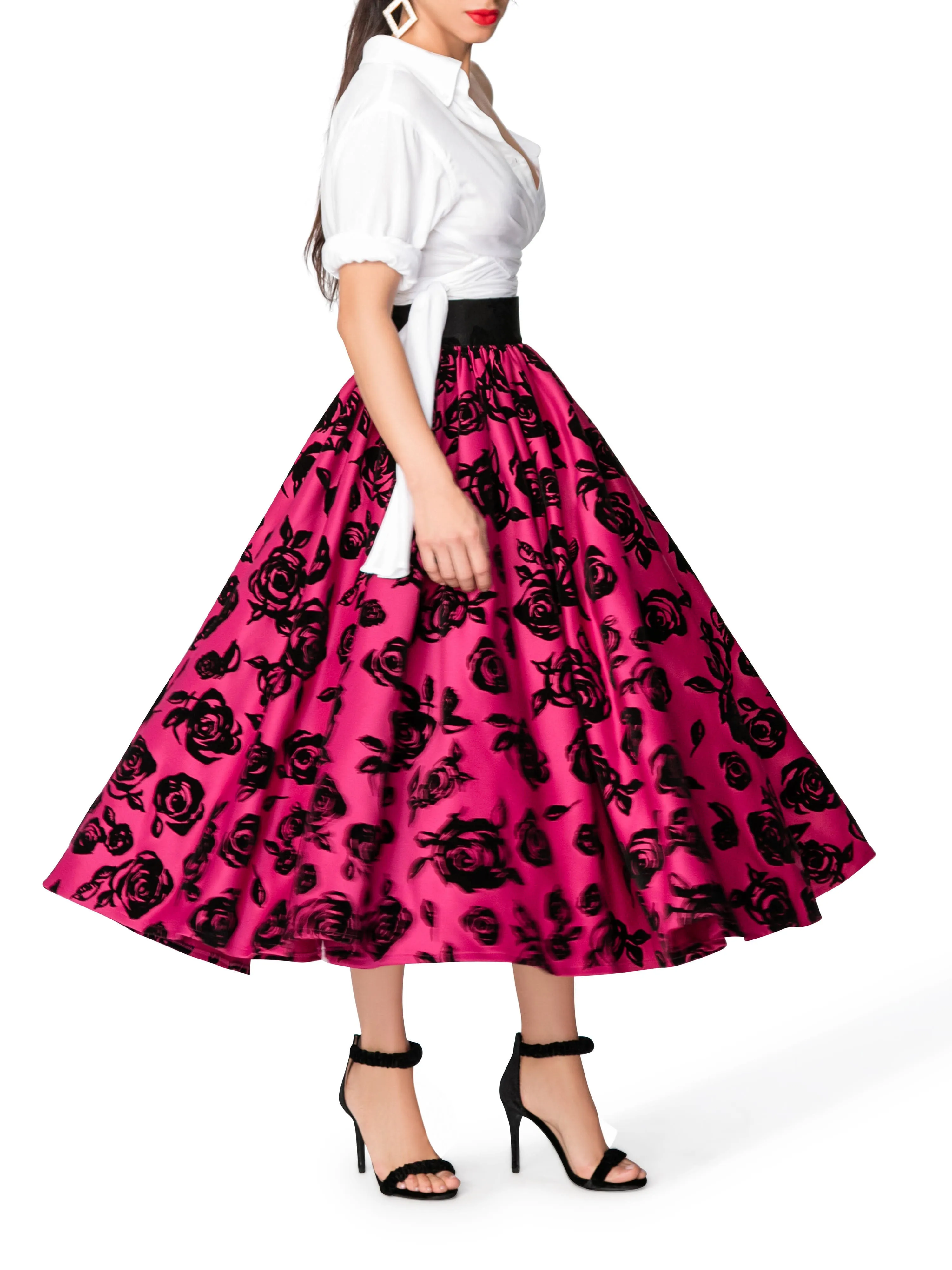"Belle" Shirred Floral Skirt