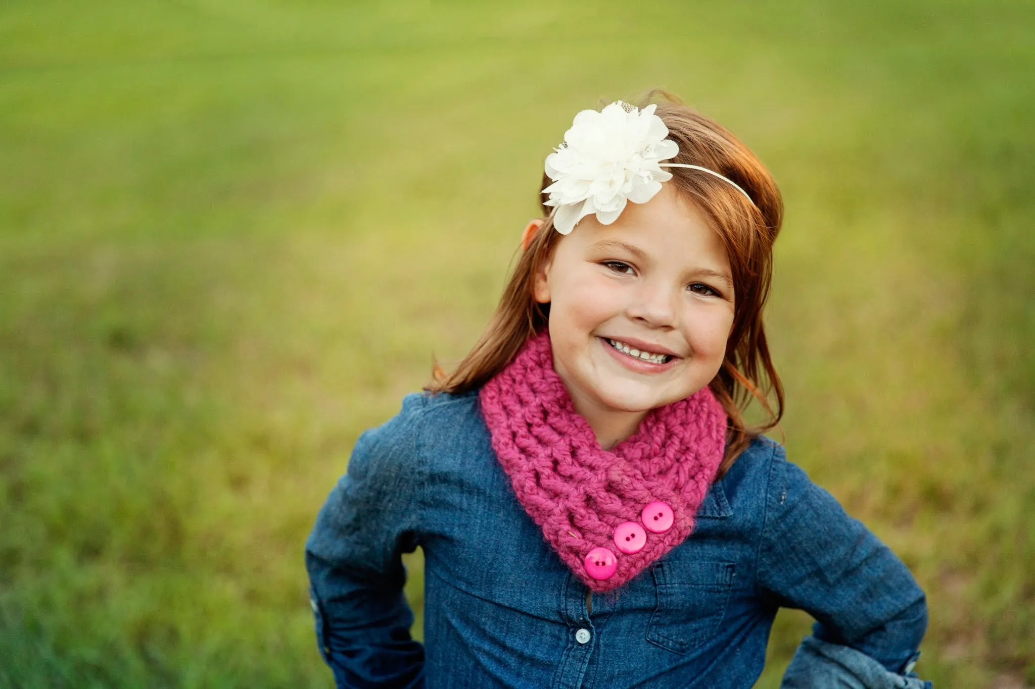 Raspberry pink button scarf