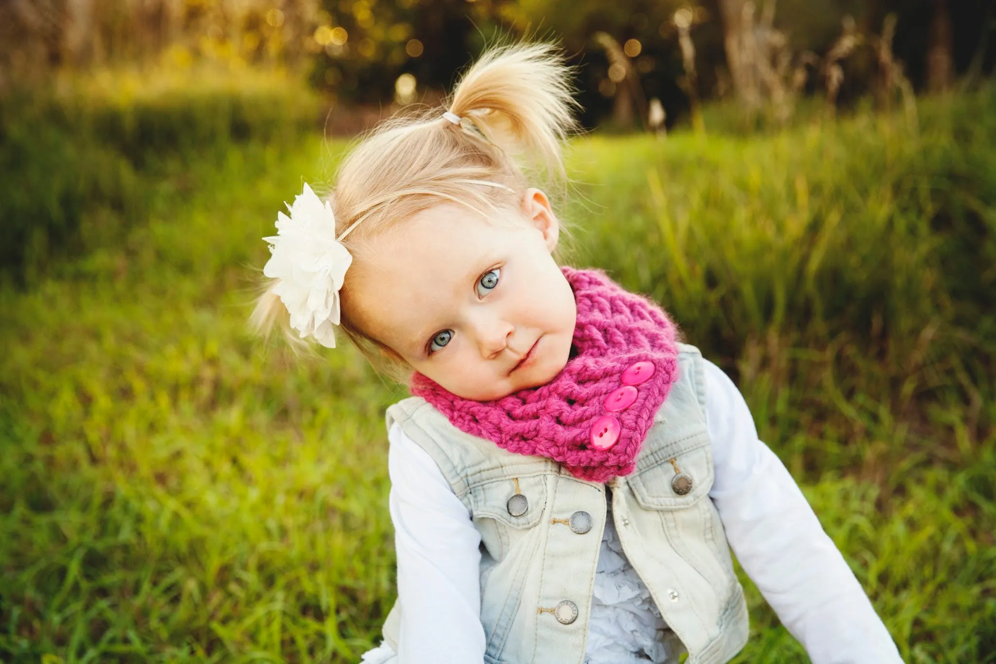 Raspberry pink button scarf