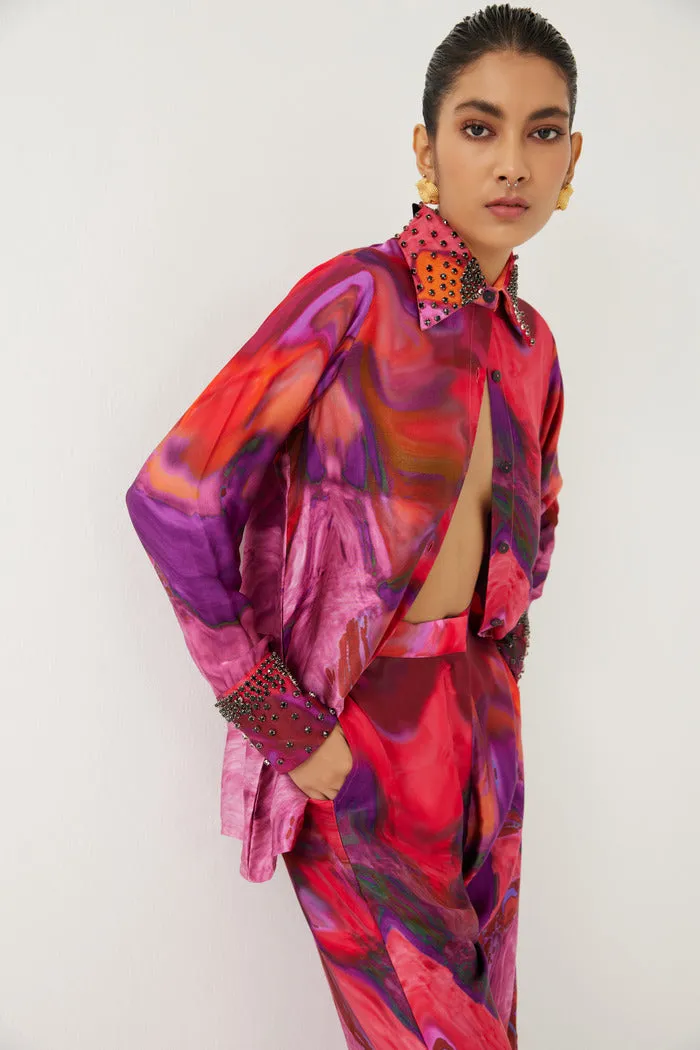 Red Sea Swarovski Shirt & Trousers Co-ord
