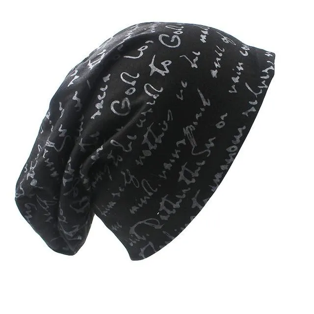SCRIPTED Slouchy Beanie – Soft Knit, Handwritten Print