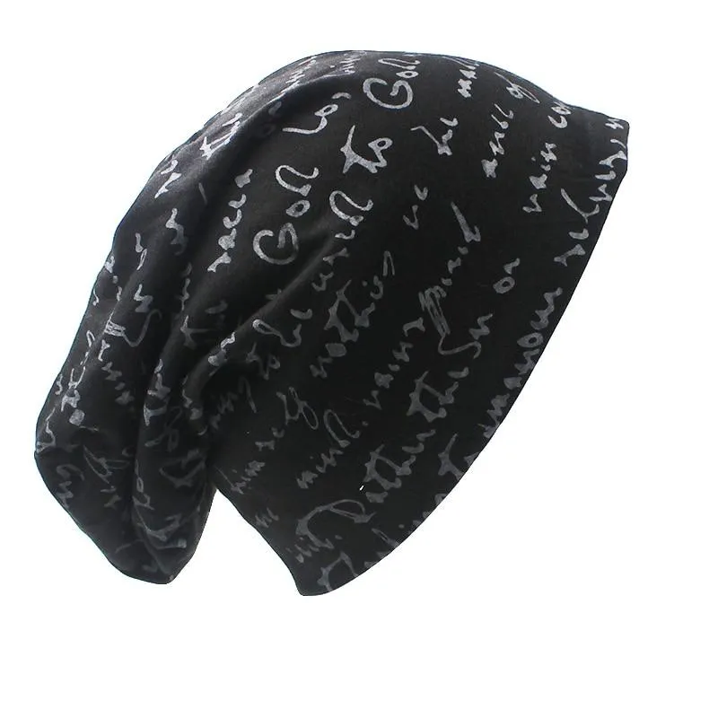 SCRIPTED Slouchy Beanie – Soft Knit, Handwritten Print