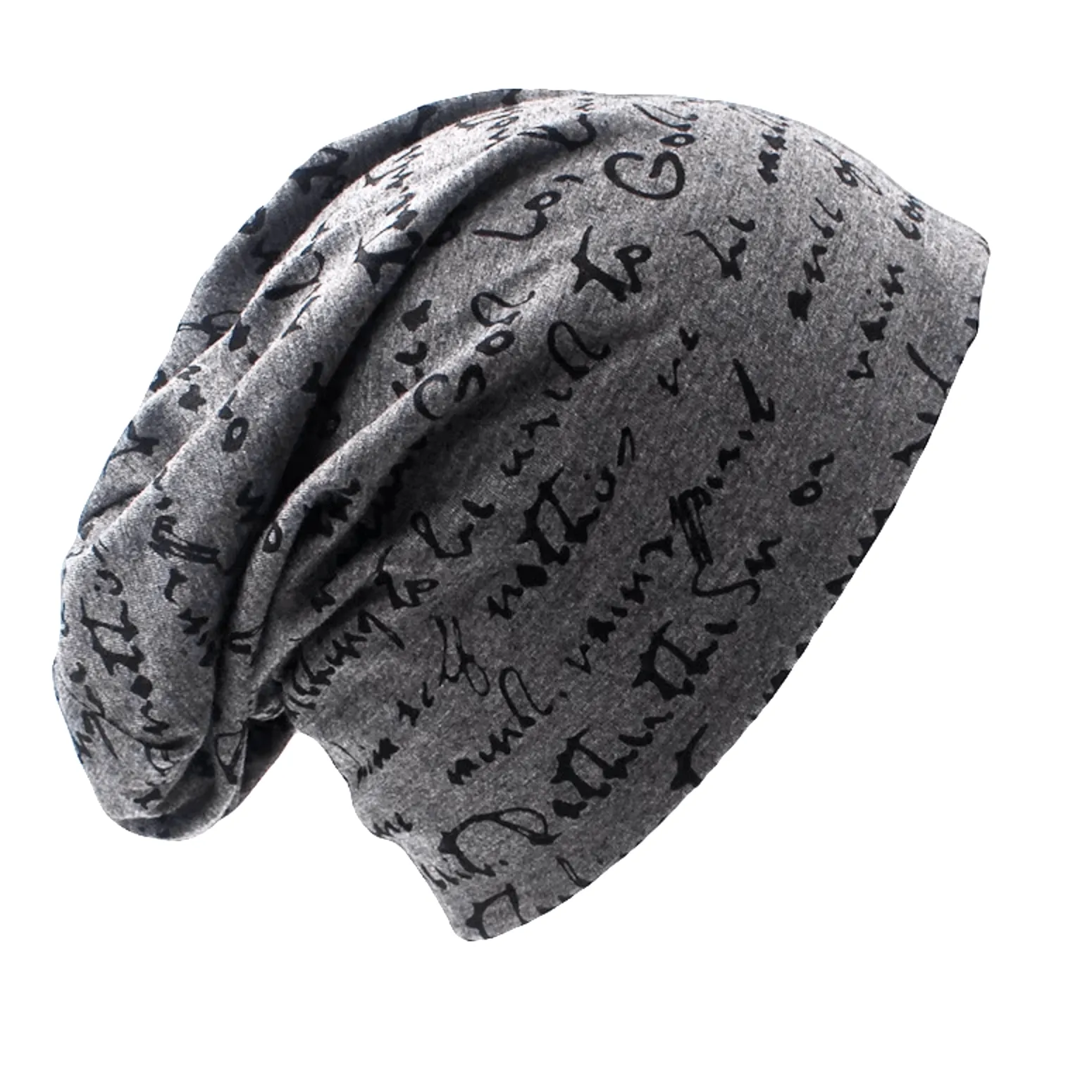 SCRIPTED Slouchy Beanie – Soft Knit, Handwritten Print