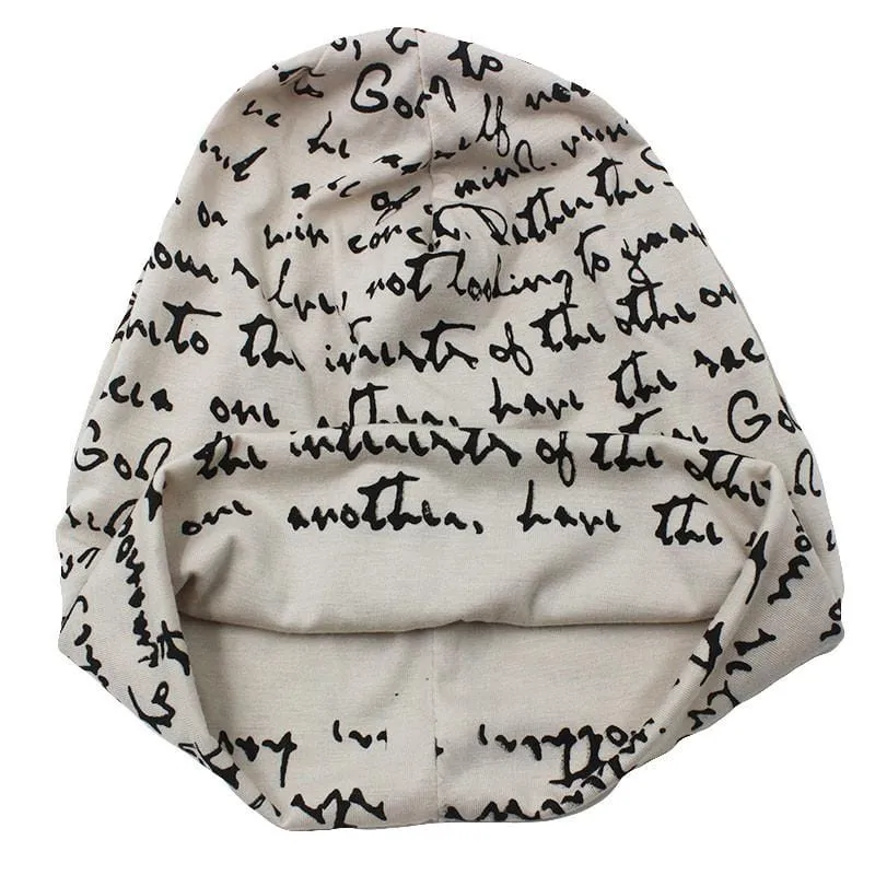 SCRIPTED Slouchy Beanie – Soft Knit, Handwritten Print