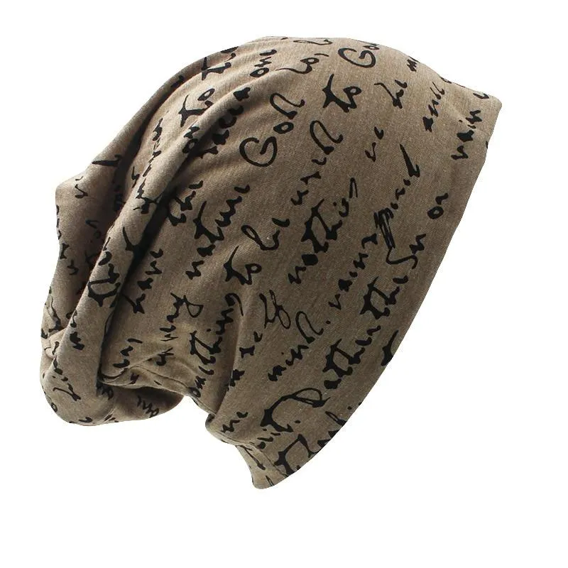 SCRIPTED Slouchy Beanie – Soft Knit, Handwritten Print
