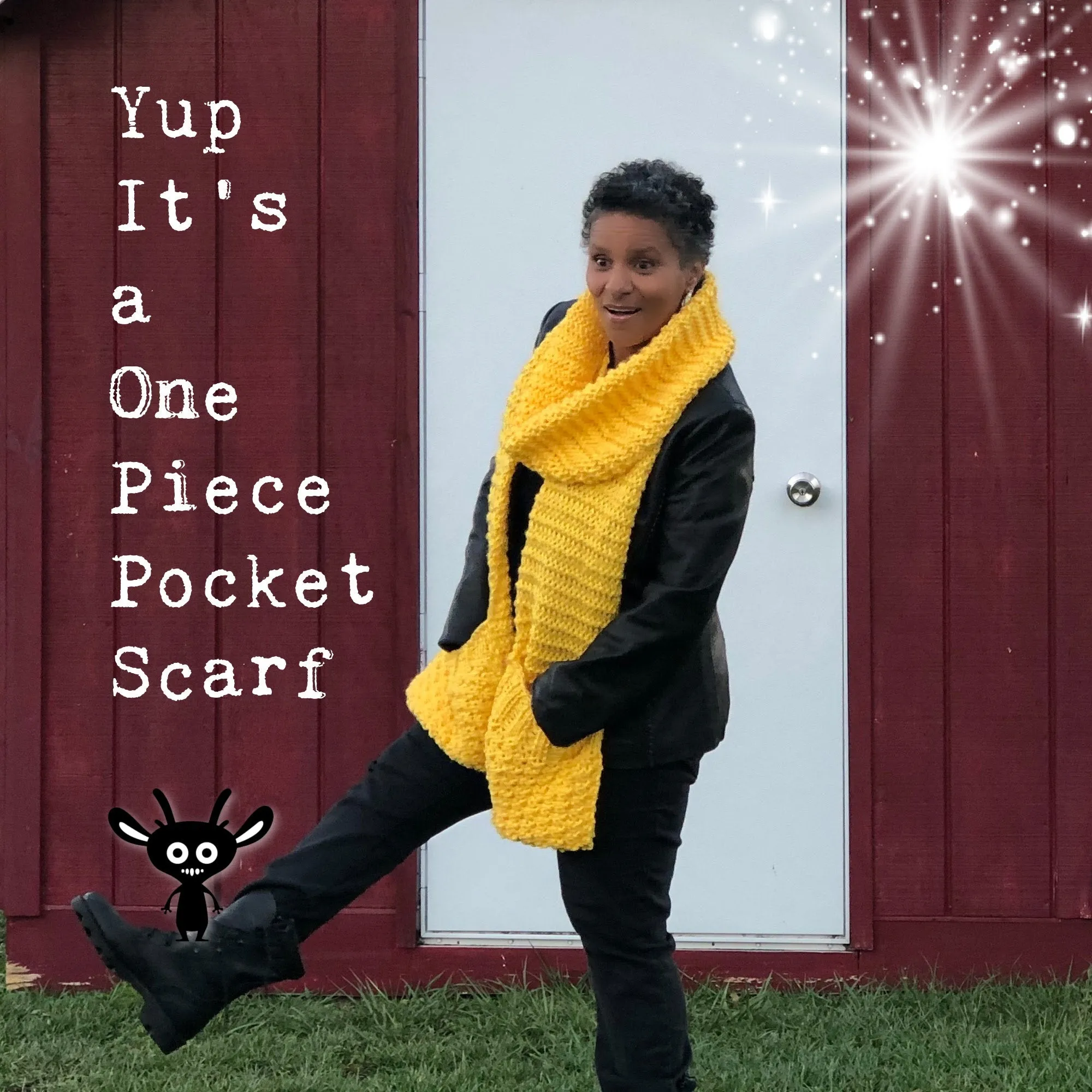 Seed and Garter Stitch Scarf with Pockets Pattern