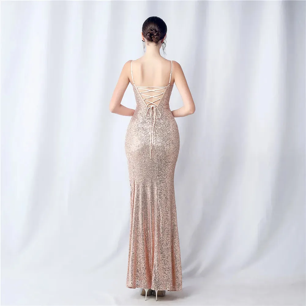 Sequin Side Slit Long Camisole