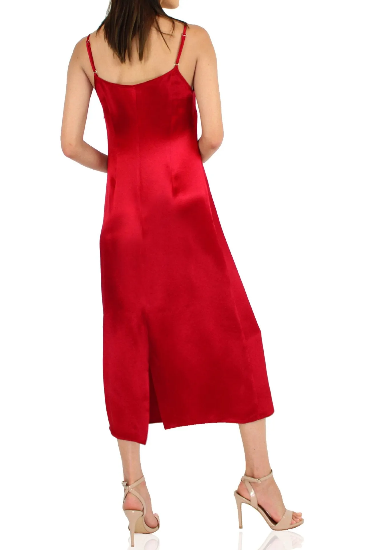 Slip Midi Dress In Red