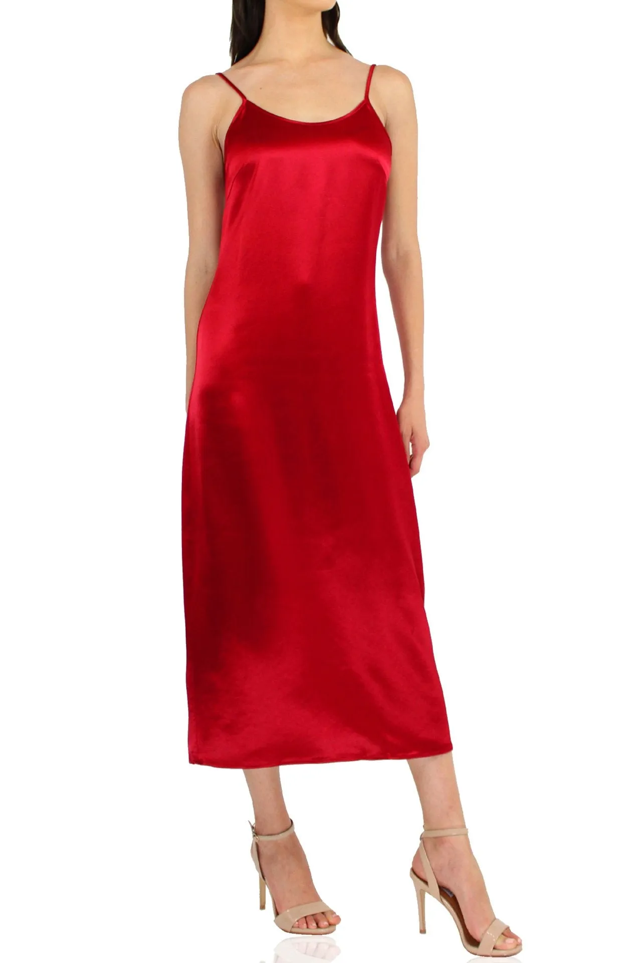 Slip Midi Dress In Red