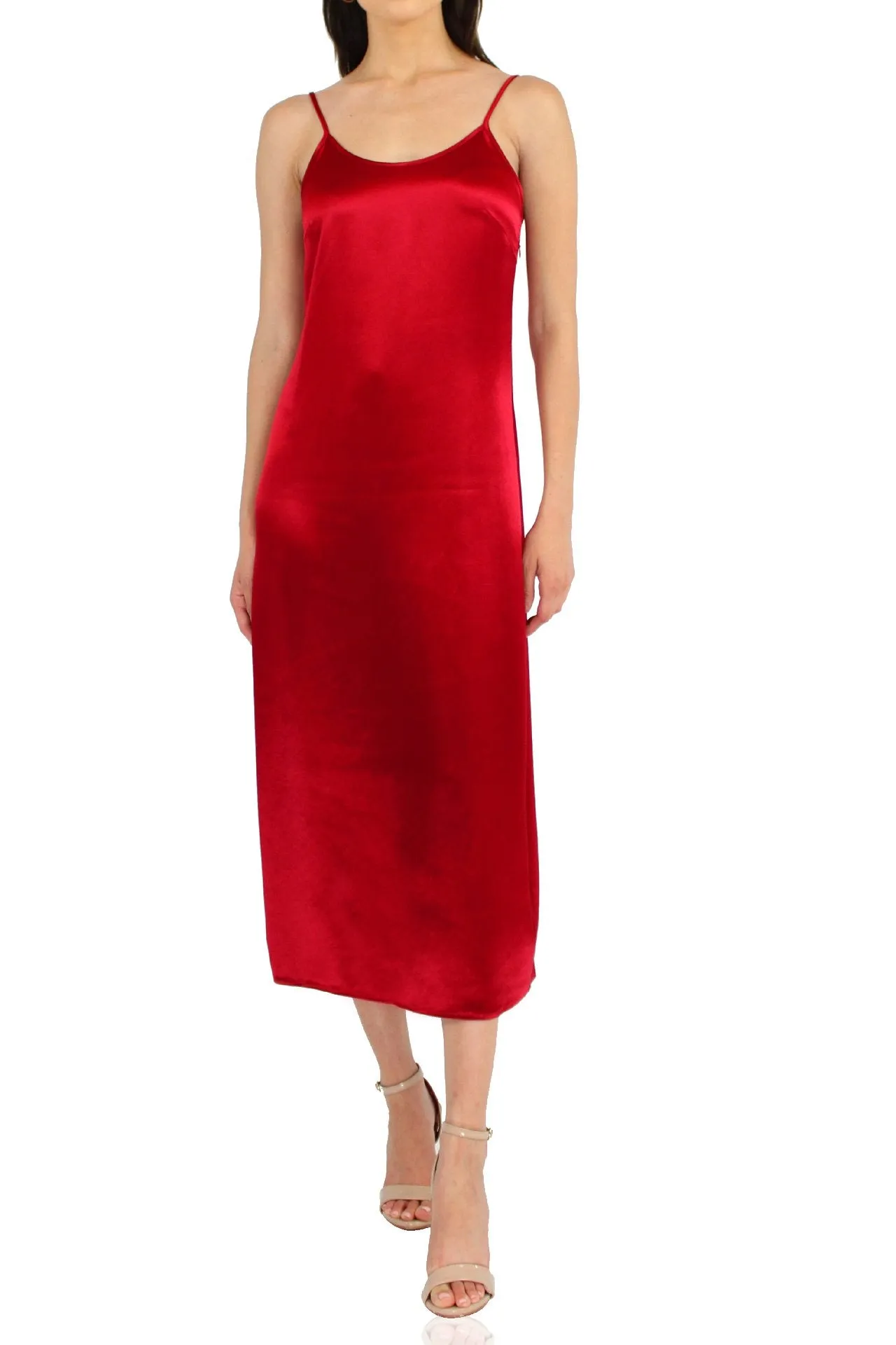 Slip Midi Dress In Red
