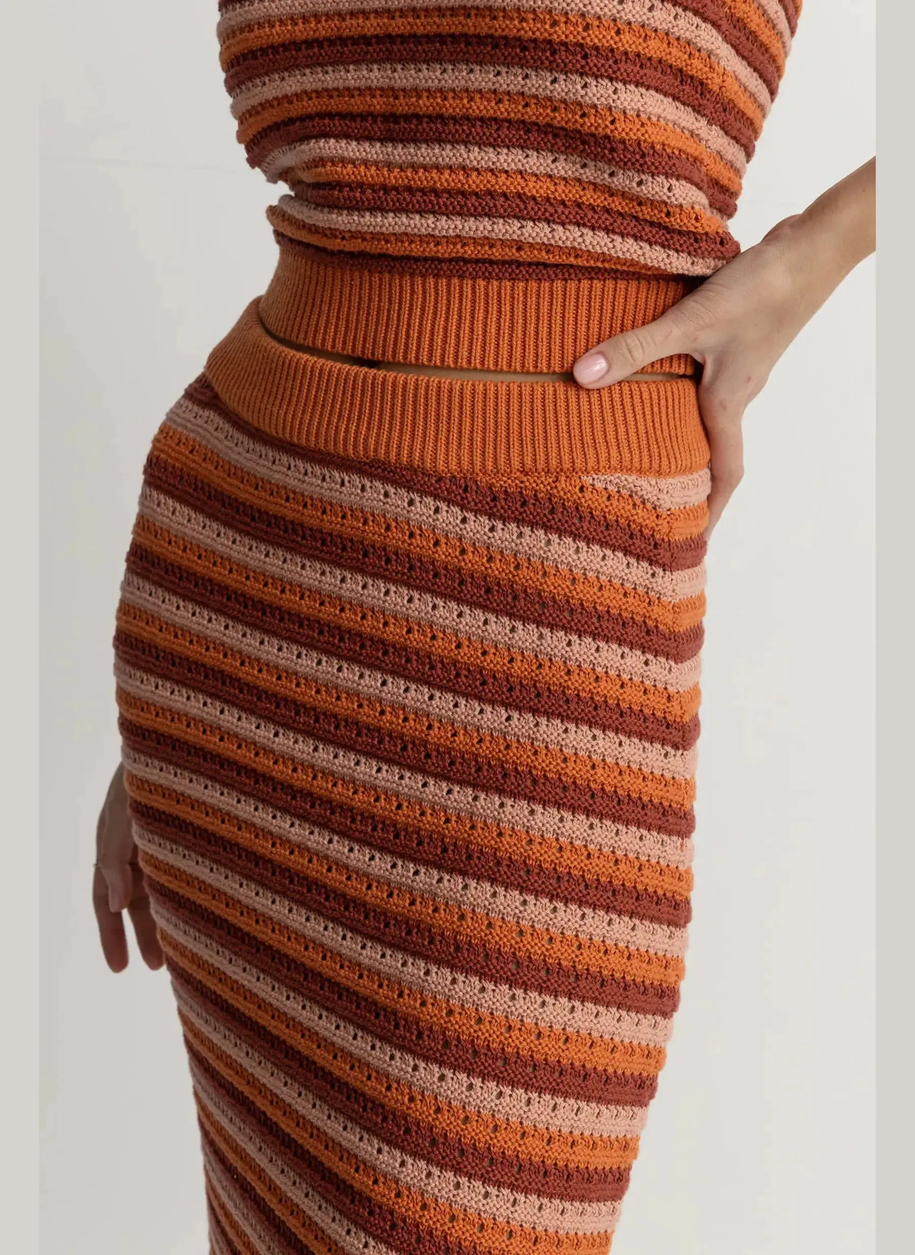 Spirit Knit Stripe Midi Skirt