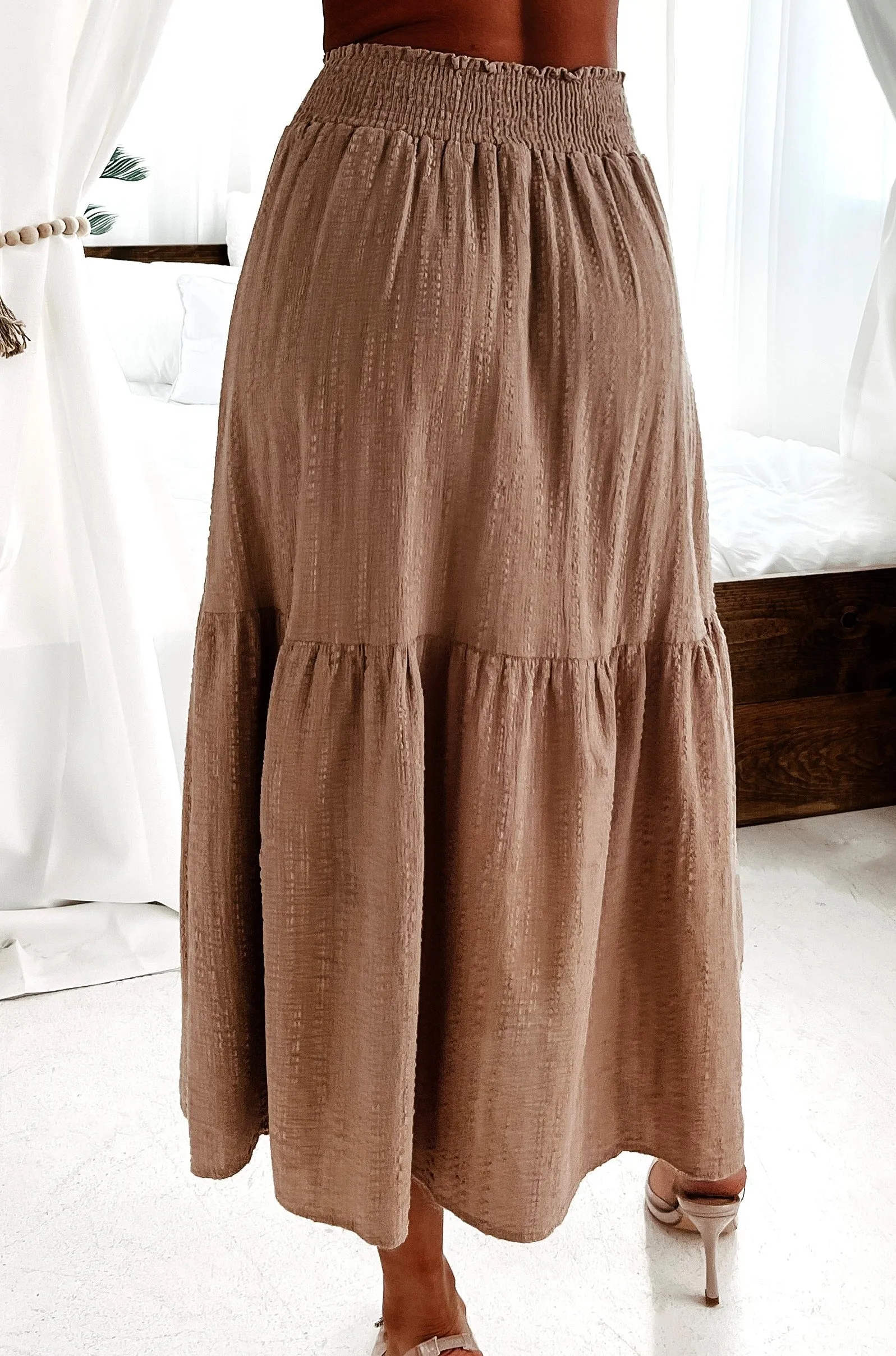 Talla Textured Midi Skirt (Natural Khaki)