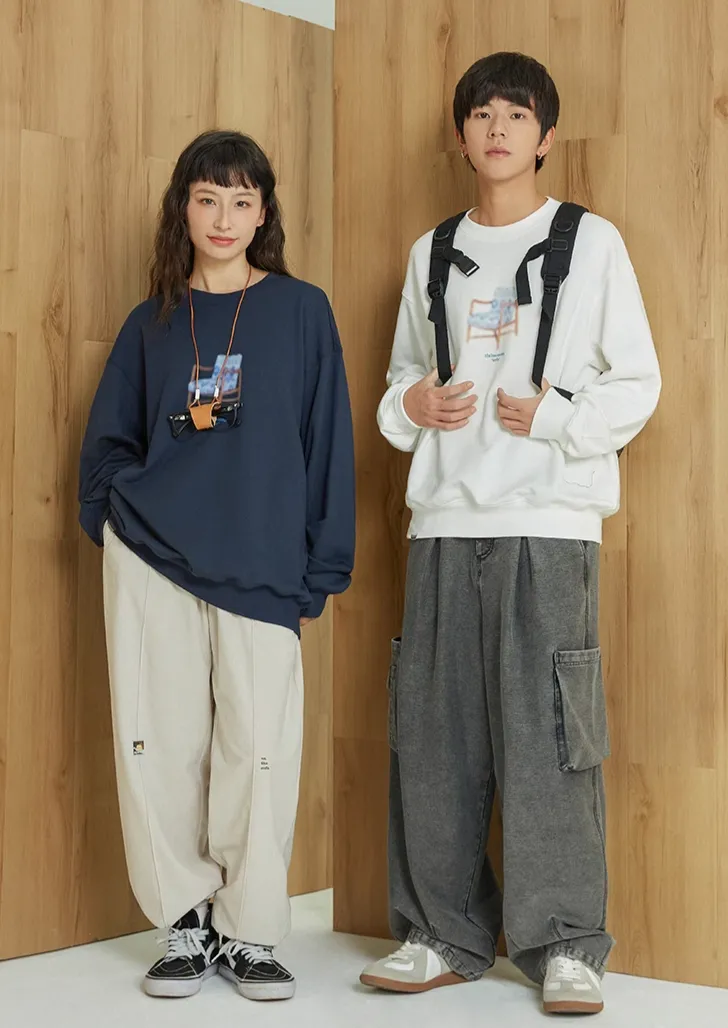 TIKIMOMOKA ラウンドネックスウェットシャツ TMK004